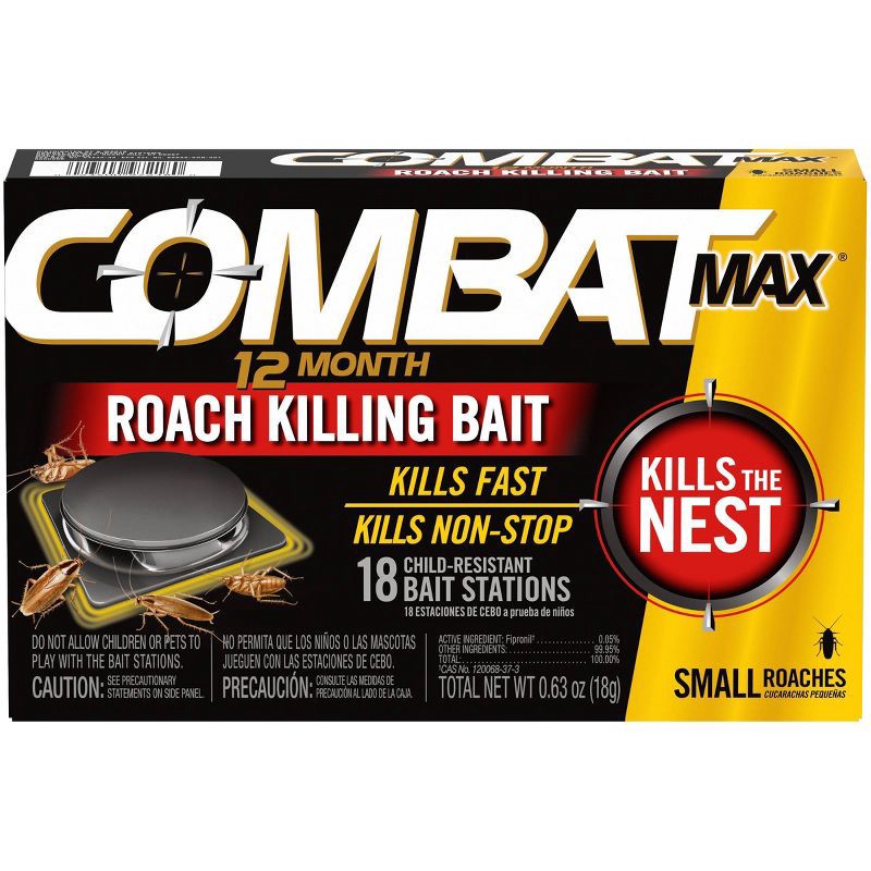 slide 1 of 5, Combat Max 12 Month Roach Killing Bait Small Roach Bait Station - 18ct, 18 ct