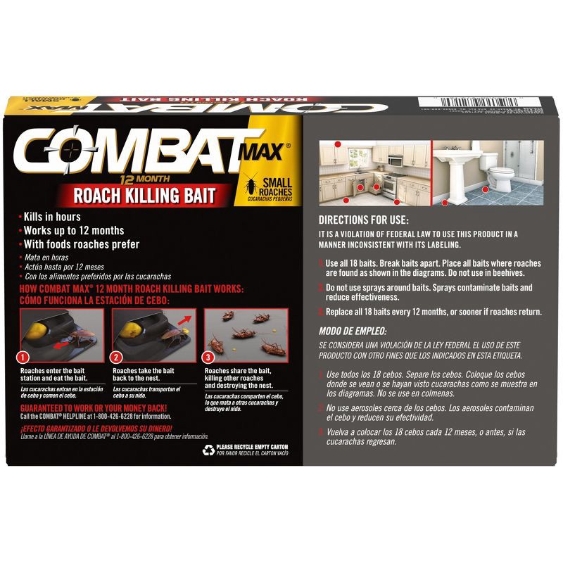 slide 8 of 8, Combat Max 12 Month Roach Killing Bait Small Roach Bait Station - 18ct, 18 ct