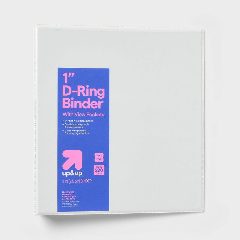 slide 1 of 3, 1" 3 Ring Binder Clear View White - up&up™, 1 ct