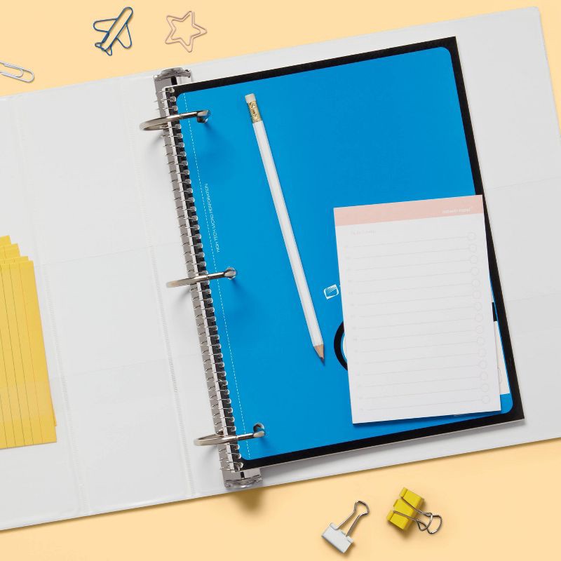 slide 2 of 3, 2" 3 Ring Binder Clear View White - up&up™: D Rings, 500 Sheet Capacity, Internal Pockets, Polypropylene, 1 ct