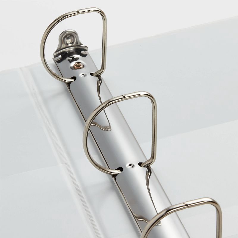 slide 3 of 3, 2" 3 Ring Binder Clear View White - up&up™: D Rings, 500 Sheet Capacity, Internal Pockets, Polypropylene, 1 ct