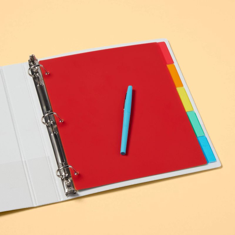 slide 2 of 3, 5ct Plastic Letter Index Dividers - up&up™: Multicolor 3 Hole Punched Binder Dividers, Reusable Polypropylene, 11"x8.5", 5 ct