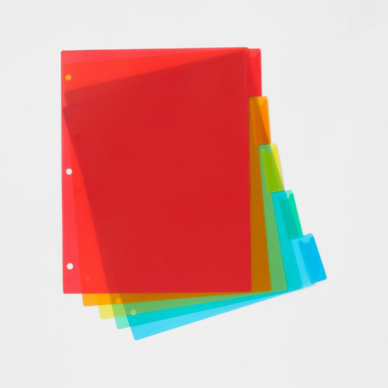 slide 3 of 3, 5ct Plastic Letter Index Dividers - up&up™: Multicolor 3 Hole Punched Binder Dividers, Reusable Polypropylene, 11"x8.5", 5 ct