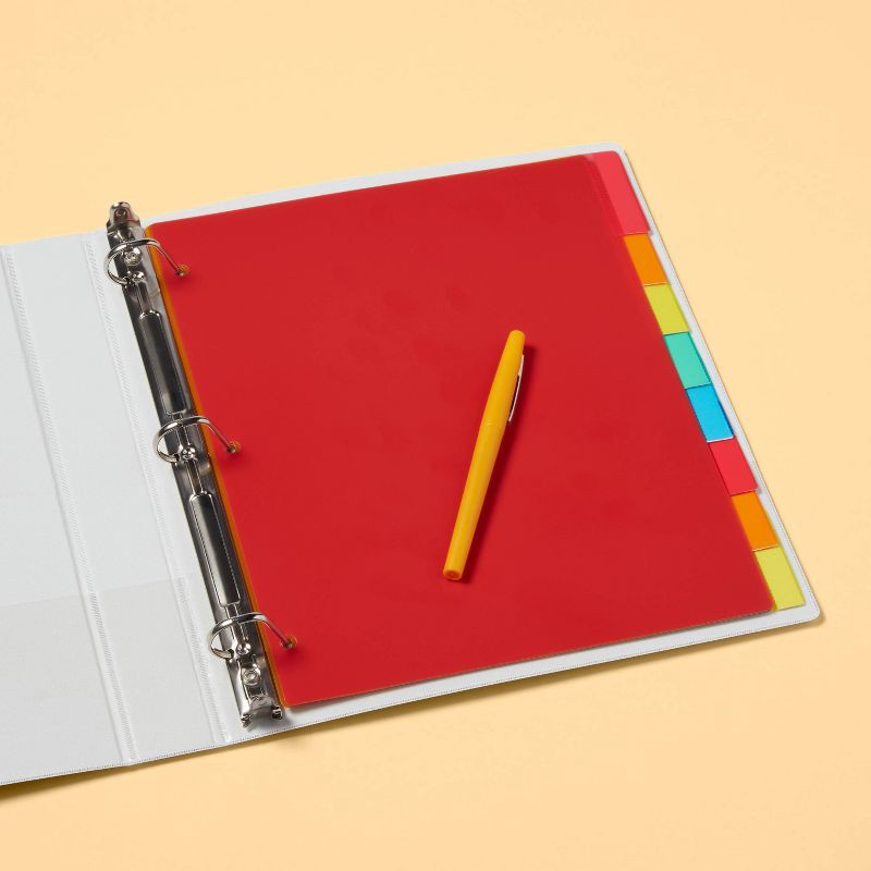 slide 2 of 3, 8ct Plastic Letter Index Dividers - up&up™: Multicolor Polypropylene Binder Dividers, 3 Hole Punched, Reusable, 8 ct