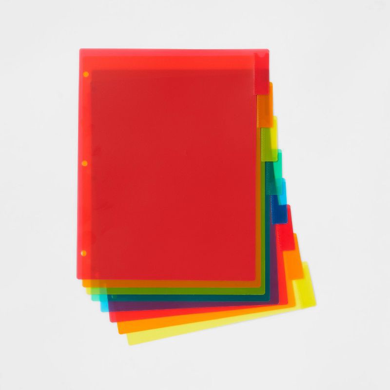 slide 3 of 3, 8ct Plastic Letter Index Dividers - up&up™: Multicolor Polypropylene Binder Dividers, 3 Hole Punched, Reusable, 8 ct