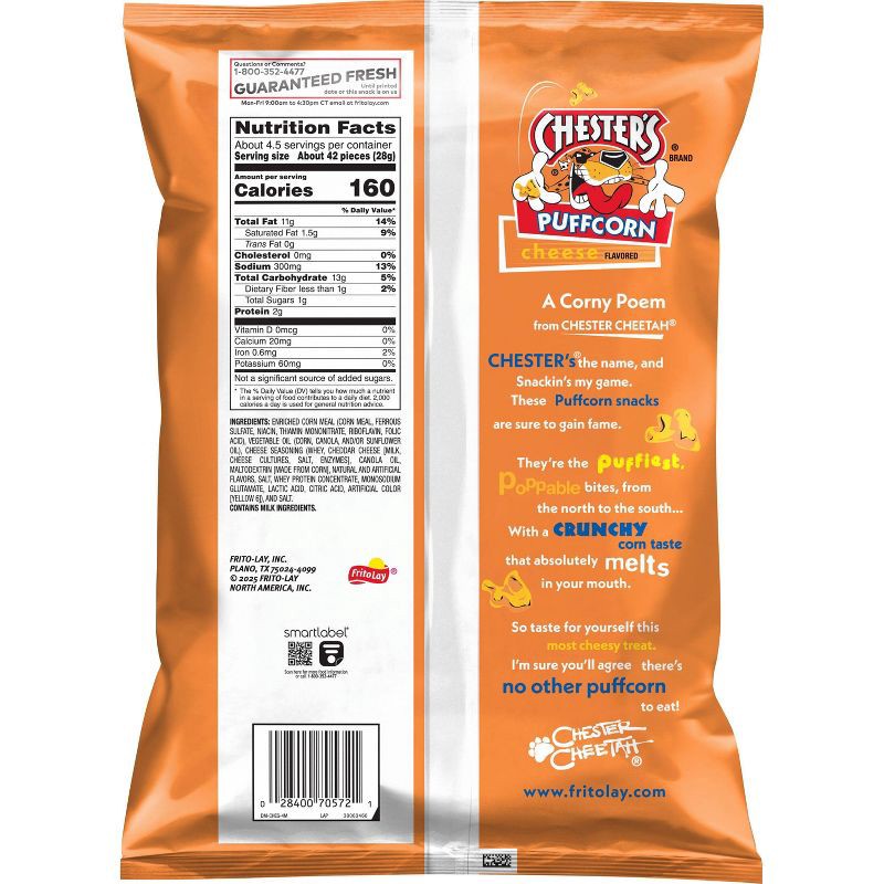 slide 2 of 5, Chester's Puffcorn Cheese Puffed Corn Snacks - 4.25oz, 4.25 oz