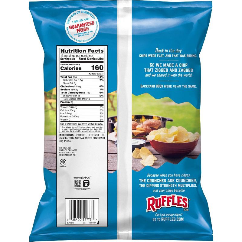 slide 2 of 3, Ruffles Original Flavor Party Size Ridged Potato Chips - 13oz, 13 oz