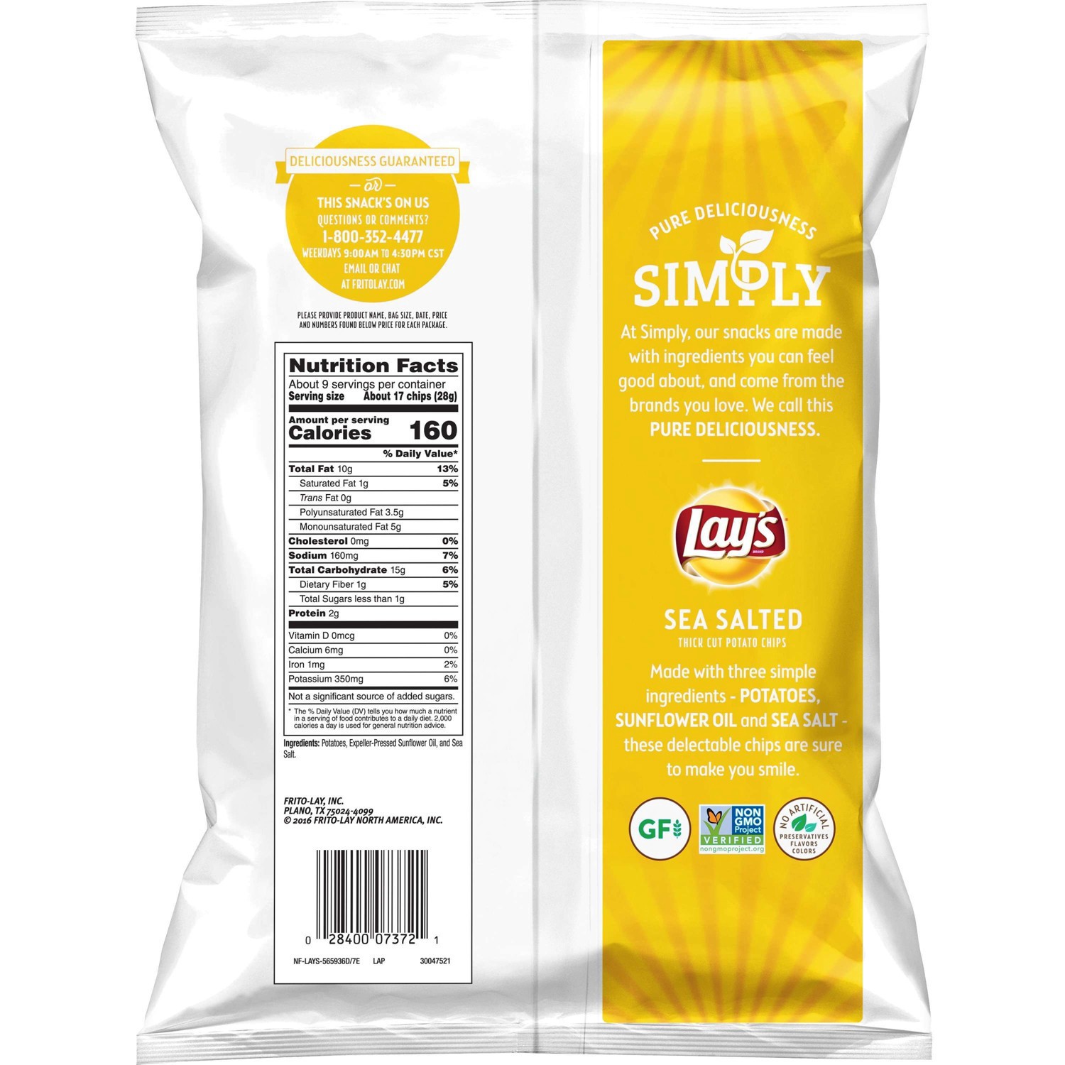 Lay's Simply Thick Cut Potato Chips Sea Salted 8 1/2 Oz 8.5 oz Shipt