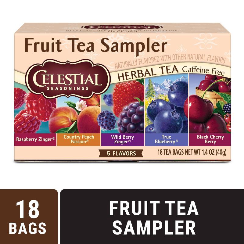 slide 2 of 4, Celestial Seasonings Fruit Tea Sampler Herbal Variety Pack Tea Bags - Caffeine Free - 18ct, 18 ct