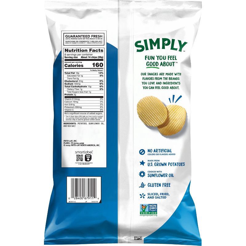 slide 4 of 8, Simply Ruffles Sea Salted Potato Chips - 8oz, 8 oz