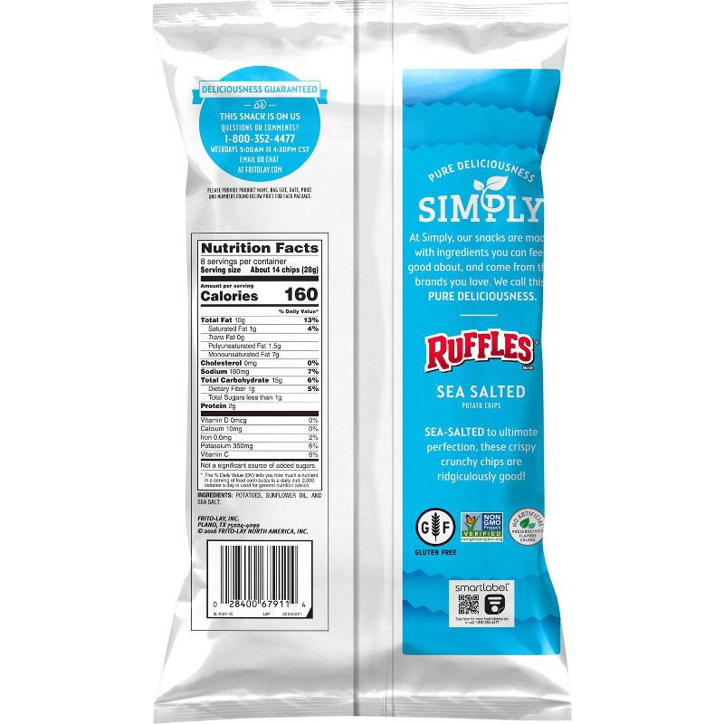 slide 2 of 4, Simply Ruffles Sea Salted Potato Chips - 8oz, 8 oz