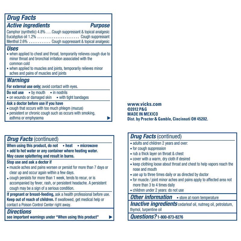 slide 2 of 10, Vicks VapoRub Cough Suppressant Topical Chest Rub & Analgesic Ointment - 1.76oz, 1.76 oz