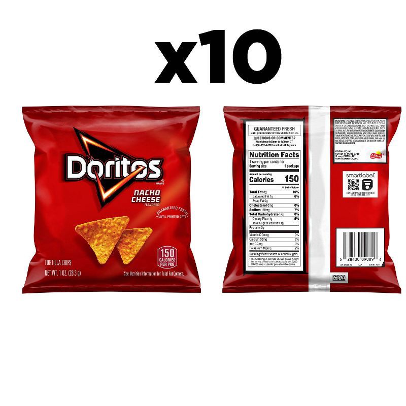 slide 4 of 8, Doritos Nacho Cheese Flavored Tortilla Chips - 10oz/10ct, 10 ct; 10 oz