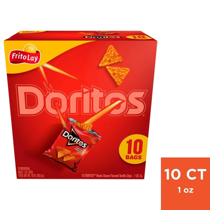 slide 1 of 3, Doritos Nacho Cheese Flavored Tortilla Chips - 10ct, 10 ct