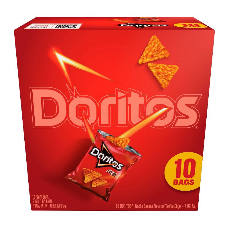 slide 1 of 8, Doritos Nacho Cheese Flavored Tortilla Chips - 10oz/10ct, 10 ct; 10 oz