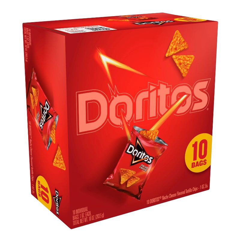 slide 5 of 8, Doritos Nacho Cheese Flavored Tortilla Chips - 10oz/10ct, 10 ct; 10 oz