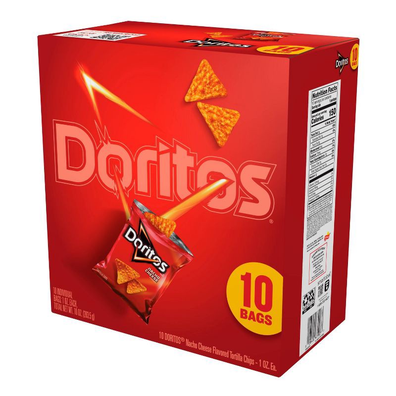 slide 2 of 8, Doritos Nacho Cheese Flavored Tortilla Chips - 10oz/10ct, 10 ct; 10 oz