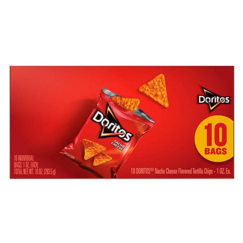 slide 3 of 8, Doritos Nacho Cheese Flavored Tortilla Chips - 10oz/10ct, 10 ct; 10 oz