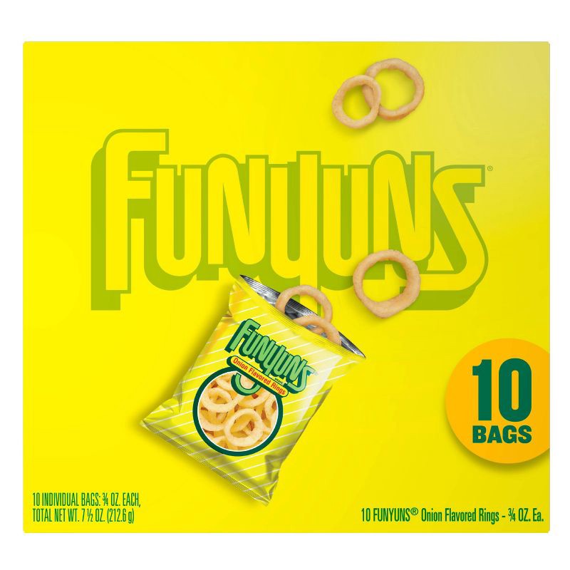 slide 2 of 8, Funyuns Snack Pack Onion Flavored Rings Multipack- 10ct/7.5oz, 10 ct; 7.5 oz
