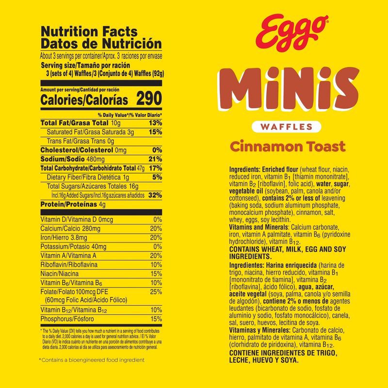 slide 6 of 9, Eggo Minis Frozen Waffle Bites Cinnamon Toast - 10.75oz/10ct, 10.75 oz, 10 ct