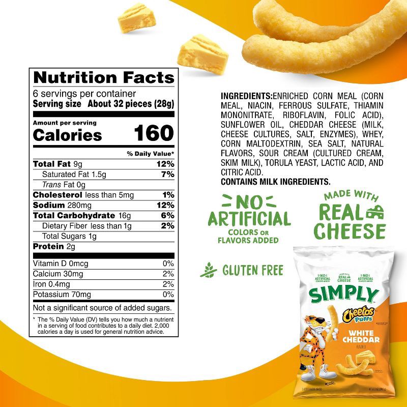 slide 3 of 13, Cheetos Simply White Cheddar Puffs Snacks - 6oz, 6 oz