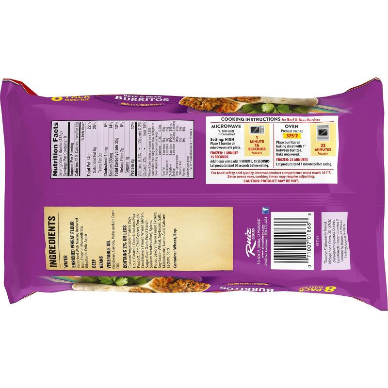 slide 7 of 8, El Monterey Family Pack Beef & Bean Frozen Burritos - 32oz/8ct, 8 ct; 32 oz