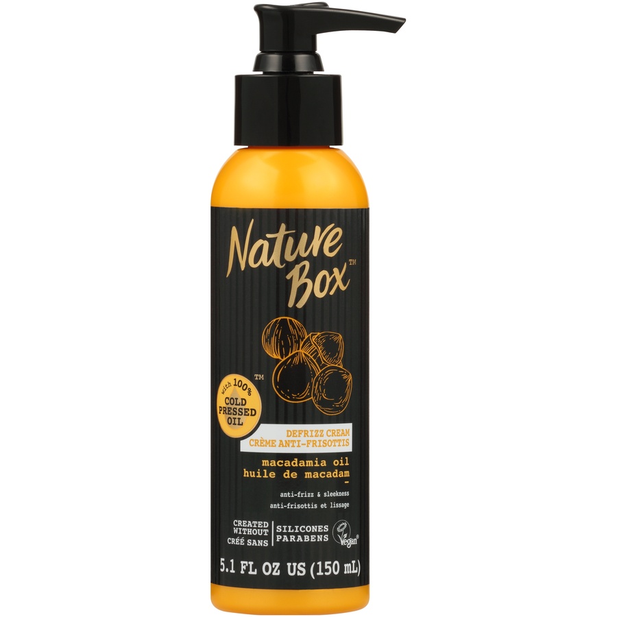 slide 1 of 5, Nature Box Hair Defrizz Cream For Anti-Frizz And Sleekness, With 100% Cold Pressed Macadamia Oil, 5.1 Oz, 5.1 oz