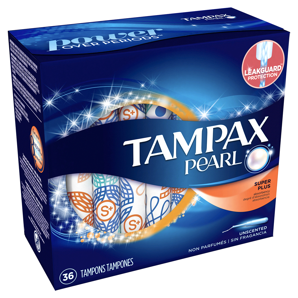 slide 3 of 8, Tampax S+ Super Plus Absorbency Pearl Unscented Tampons 36.0 ea, 36 ct