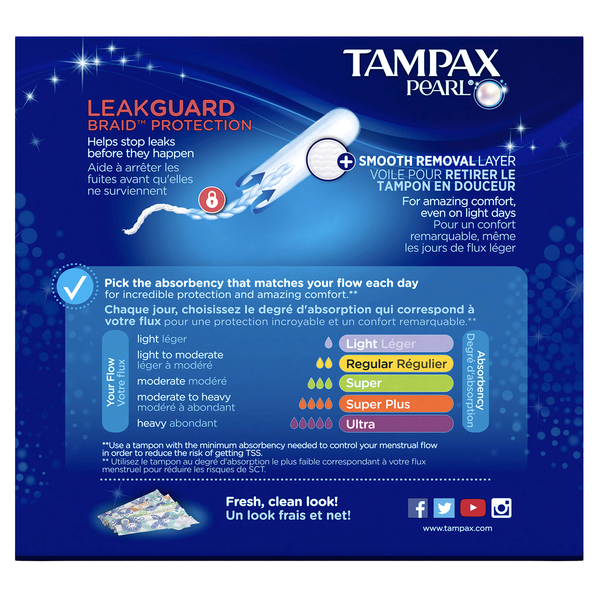 slide 4 of 8, Tampax S+ Super Plus Absorbency Pearl Unscented Tampons 36.0 ea, 36 ct