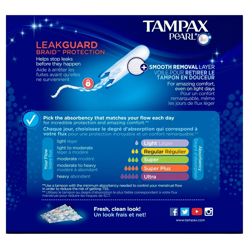 slide 7 of 8, Tampax S+ Super Plus Absorbency Pearl Unscented Tampons 36.0 ea, 36 ct