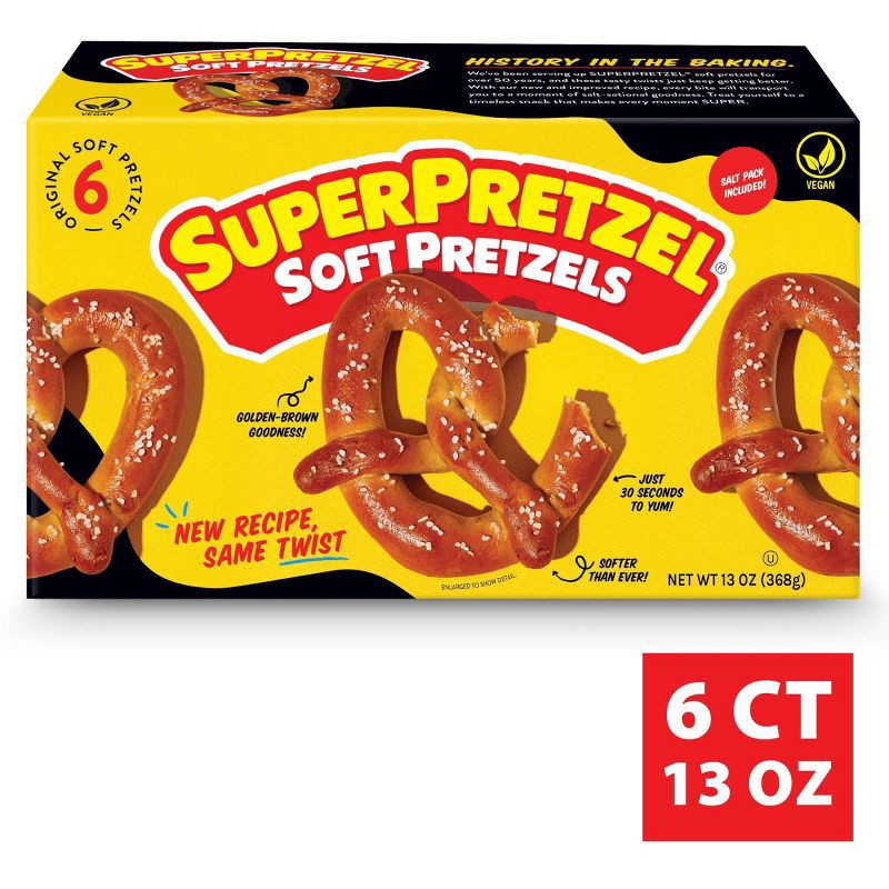 slide 2 of 10, SuperPretzel Frozen Baked Soft Pretzels - 6ct/13oz, 6 ct; 13 oz