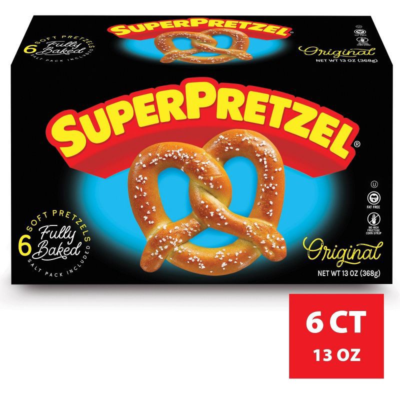 slide 2 of 10, SuperPretzel Frozen Baked Soft Pretzels - 6ct/13oz, 6 ct; 13 oz