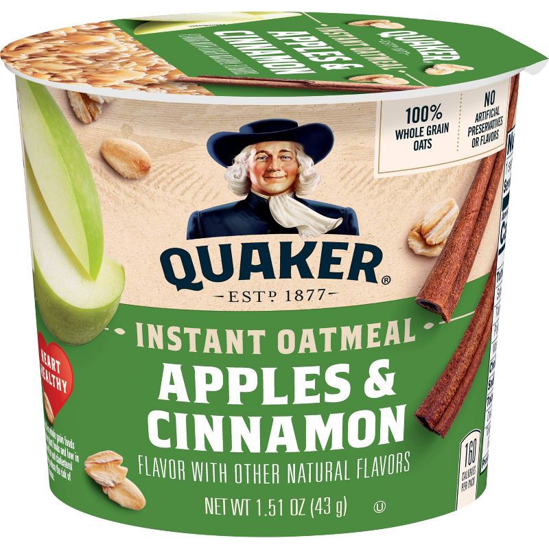 slide 1 of 7, Quaker Instant Oatmeal Cup Apple Cinnamon 1.51oz, 1.51 oz