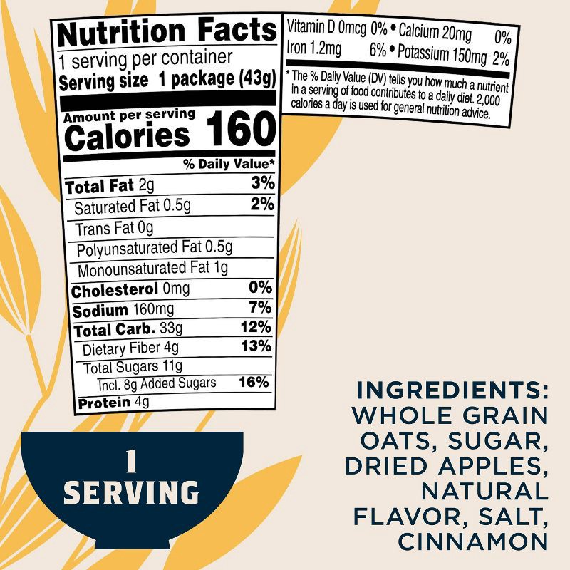 slide 3 of 7, Quaker Instant Oatmeal Cup Apple Cinnamon 1.51oz, 1.51 oz