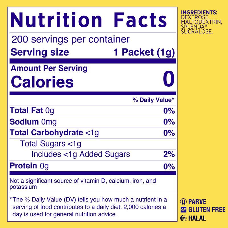 slide 3 of 11, Splenda Zero Calorie Sweetener Packets - 7oz/200pk, 7 oz, 200 ct