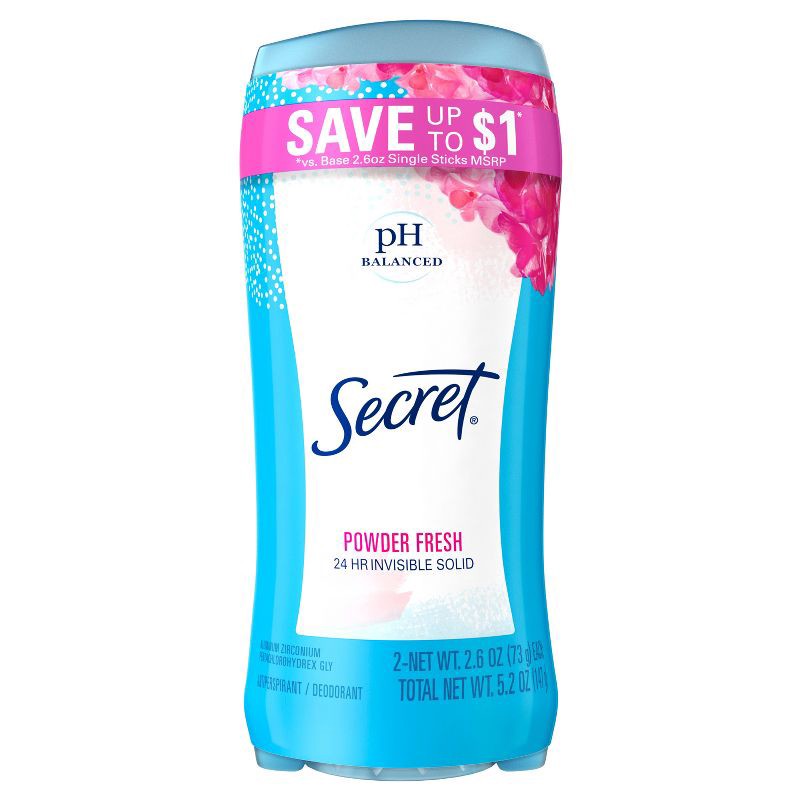 slide 10 of 11, Secret Invisible Solid Antiperspirant & Deodorant - Powder Fresh Twin Pack - 2.6oz/2ct, 2 ct; 2.6 oz