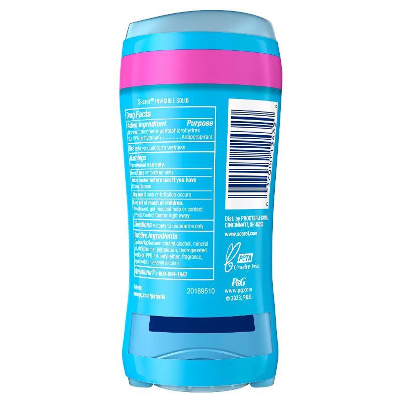 slide 11 of 11, Secret Invisible Solid Antiperspirant & Deodorant - Powder Fresh Twin Pack - 2.6oz/2ct, 2 ct; 2.6 oz