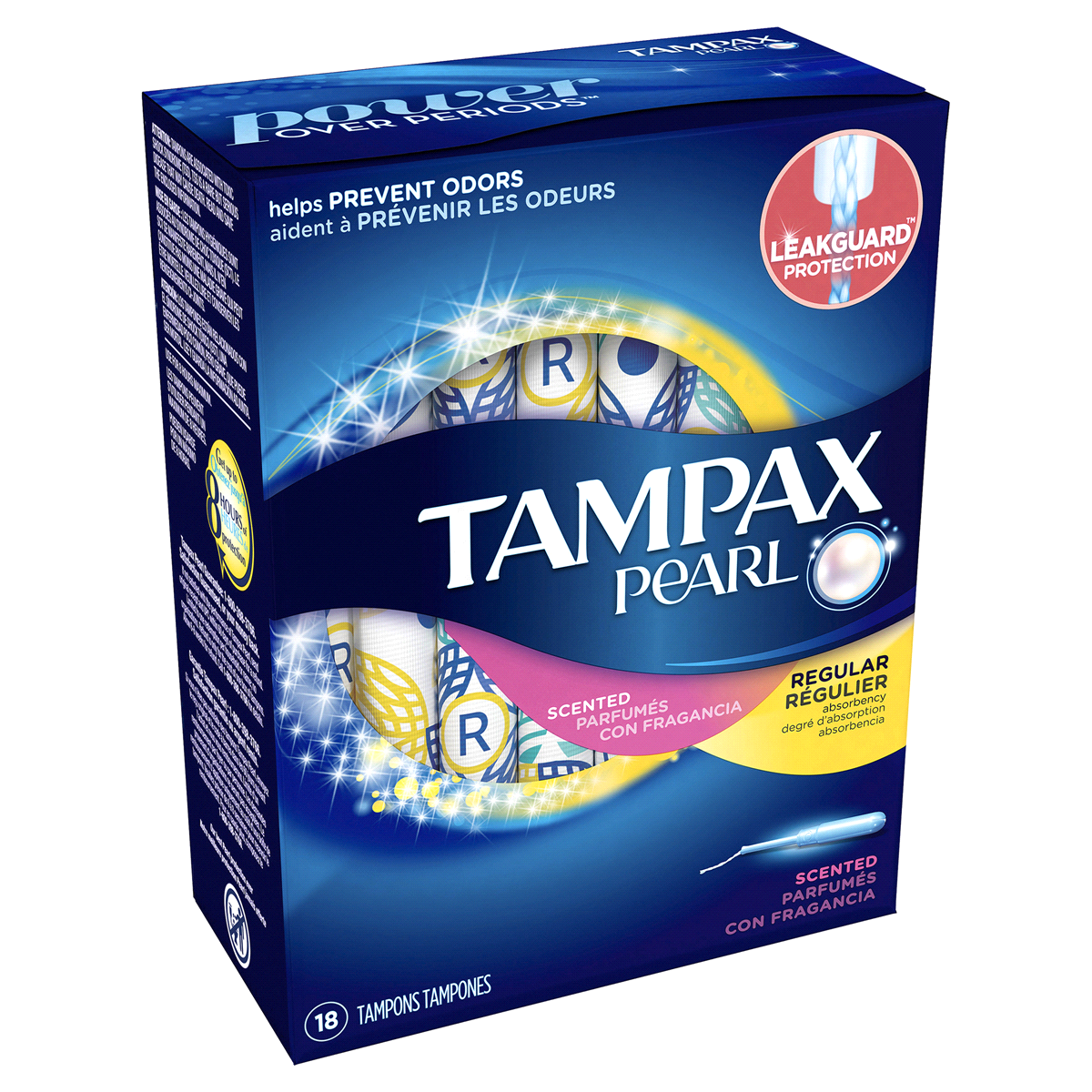 slide 2 of 3, Tampax Pearl Regular Scented Plastic Tampons, 18 ct