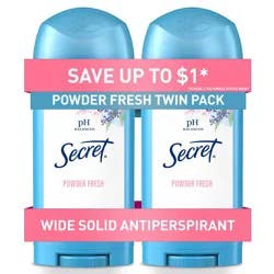 Secret Solid Antiperspirant & Deodorant - Powder Fresh Scent - 2.7oz/2ct: Paraben-Free Underarm Care, Invisible Solid