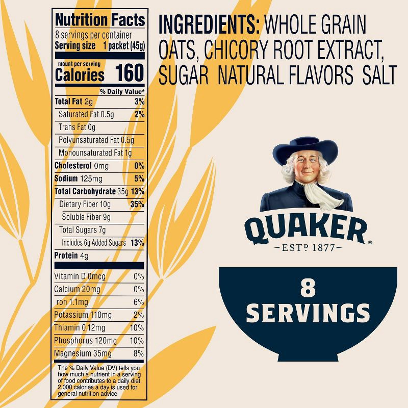 slide 3 of 8, Quaker Fiber Boost Maple and Brown Sugar Flavored Instant Oatmeal - 12.6oz/8ct, 8 ct; 12.6 oz