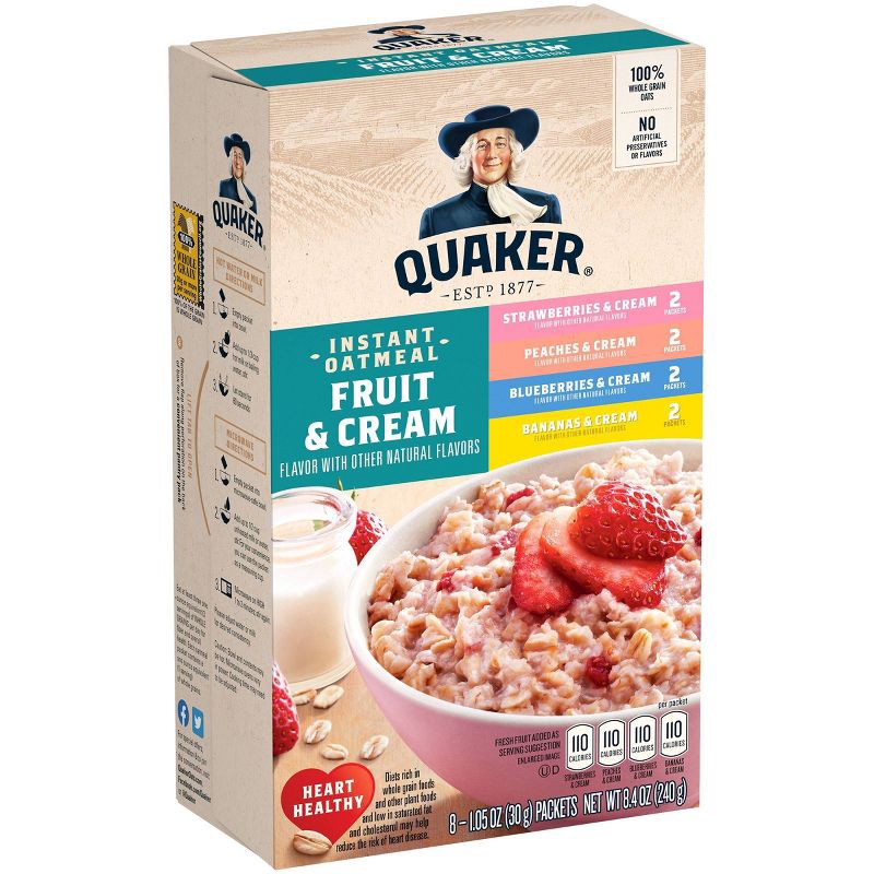 slide 2 of 5, Quaker Fruit & Cream Instant Oatmeal Variety - 8ct/9.8oz, 8 ct; 9.8 oz