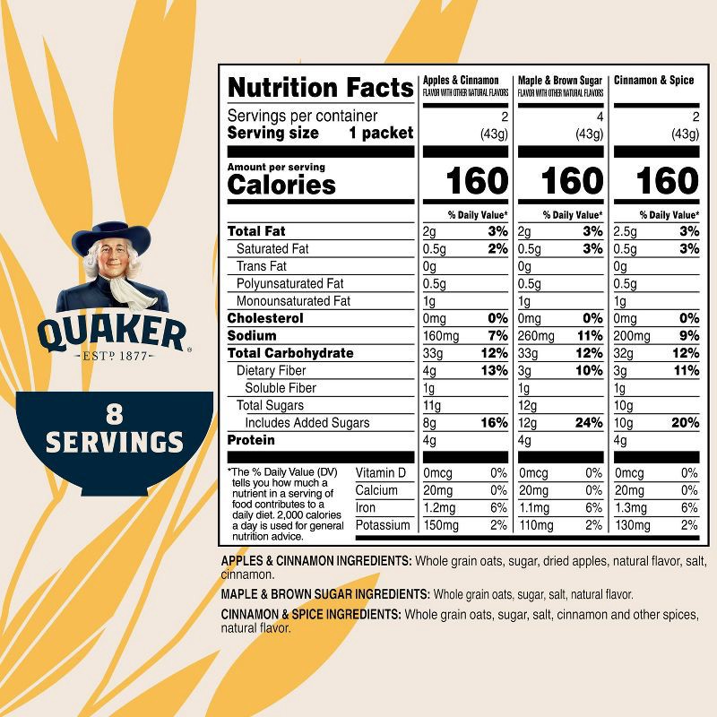 slide 3 of 7, Quaker Fruit & Cream Instant Oatmeal Variety - 8ct/9.8oz, 8 ct; 9.8 oz