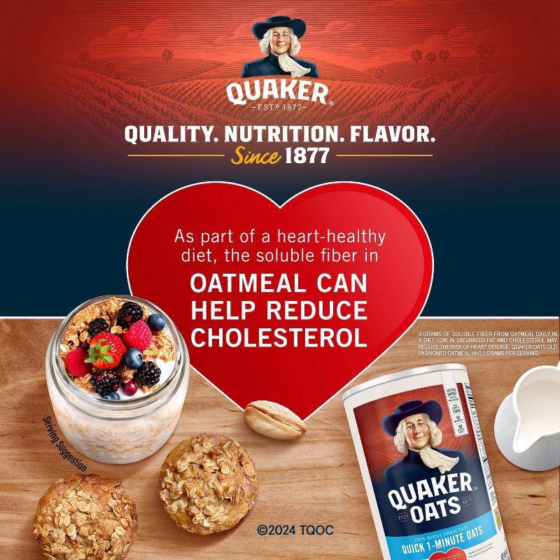 slide 4 of 4, Quaker Whole Grain Quick 1-Minute Oats - 42oz, 42 oz