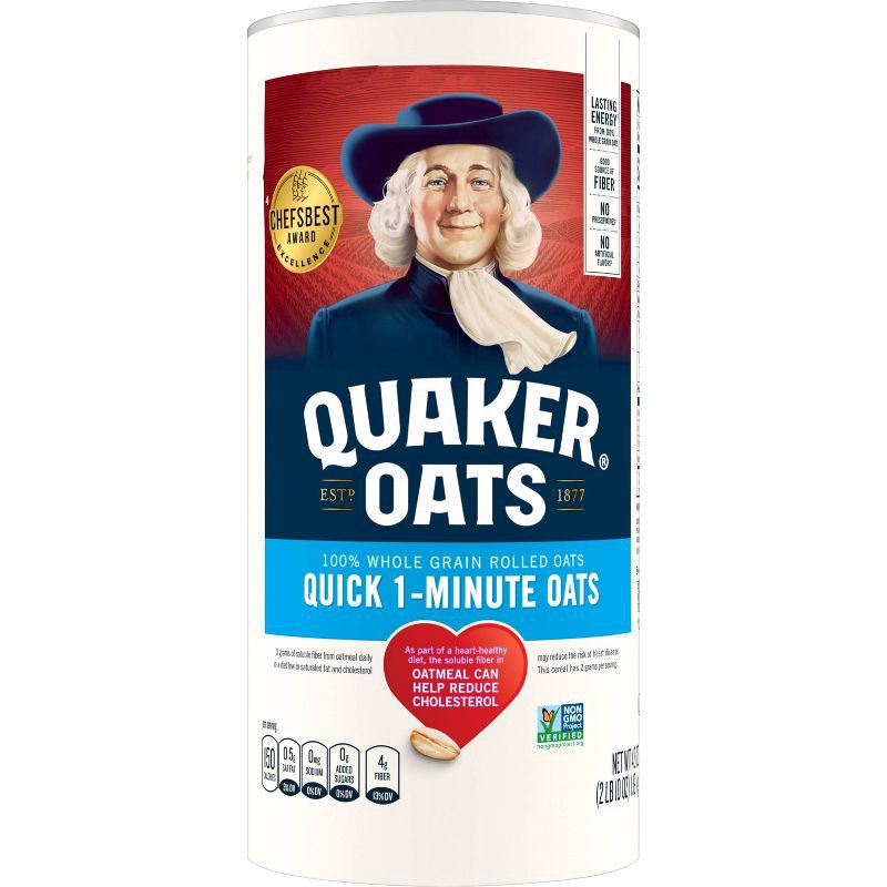 slide 1 of 4, Quaker Whole Grain Quick 1-Minute Oats - 42oz, 42 oz