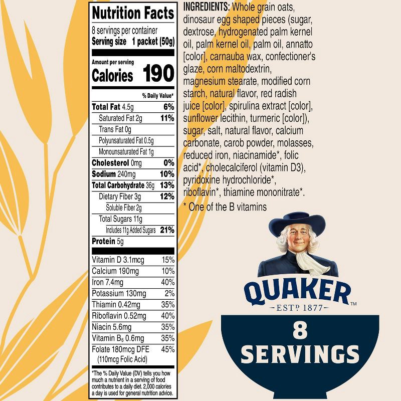 slide 4 of 8, Quaker Instant Oatmeal Dinosaur Eggs Brown Sugar - 8ct, 8 ct