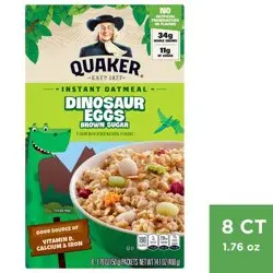 Quaker Instant Oatmeal Dinosaur Eggs Brown Sugar - 8ct