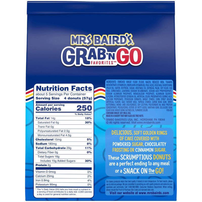 slide 7 of 7, Mrs Baird's Grab N' Go Favorites Powdered Sugar Donuts 10oz, 10 oz