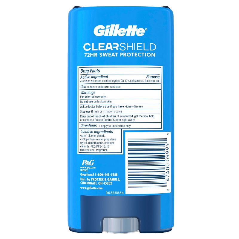 slide 12 of 12, Gillette 72 Hours Sweat Protection Clear Gel Antiperspirant & Deodorant for Men Cool Wave - 3.8oz/2pk, 2 ct; 3.8 oz