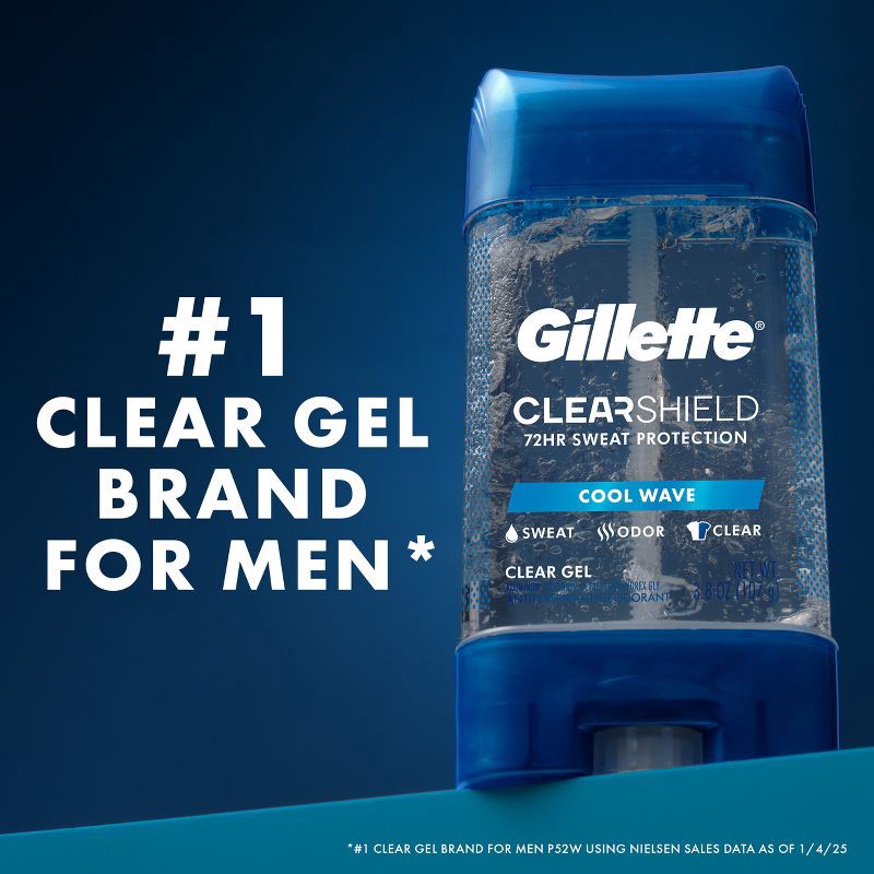 slide 6 of 12, Gillette 72 Hours Sweat Protection Clear Gel Antiperspirant & Deodorant for Men Cool Wave - 3.8oz/2pk, 2 ct; 3.8 oz