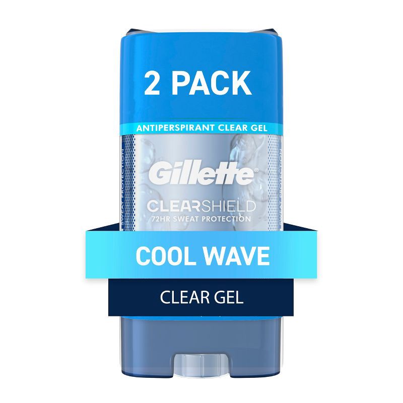 slide 1 of 7, Gillette Antiperspirant Deodorant for Men, Clear Gel, Cool Wave, 72 Hours Sweat Protection - 3.8oz/2 Pack, 2 ct; 3.8 oz